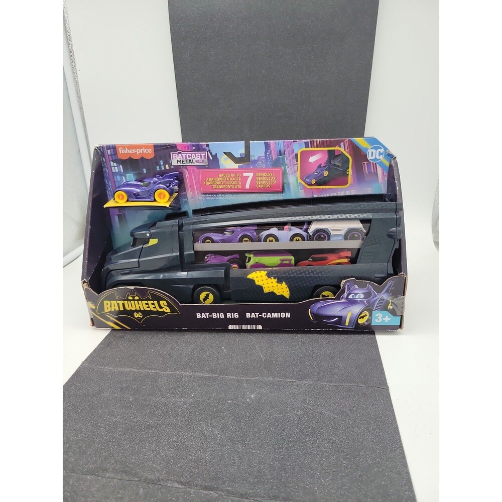 Fisher-Price Batwheels Bat-Big Rig – Large Hauler Toy with Bam Batmobile Car New